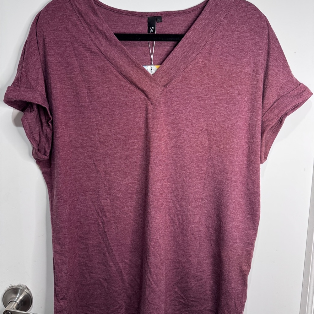 Burgundy V-Neck Women's Top